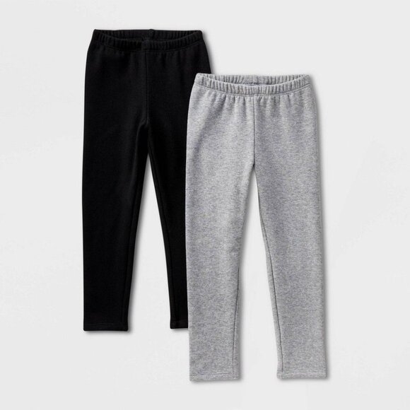 NEW Toddler Girls' 2pk Leggings Set - Cat & Jack™ Black/Gray 2T - Picture 2 of 3